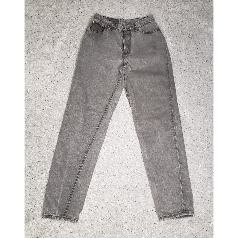 VTG‎ Levis 501 Jeans Womens 9S Black Faded Button Fly 90s Made In USA 13501-0660